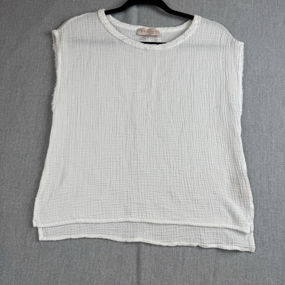 Philosophy‎ Republic Clothing Top Womens Small White Crinkle Blouse Sleeveless